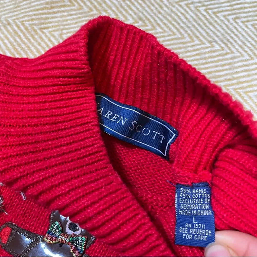 Karen Scott Sweater Women’s L Christmas Holiday‎ Pullover Sweater Knit Cotton